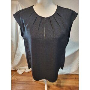 J. Crew Black Textured Cap-Sleeve Blouse